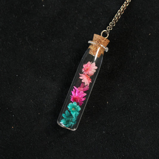 Pink & Blue Flower Necklace