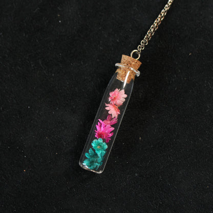 Pink & Blue Flower Necklace