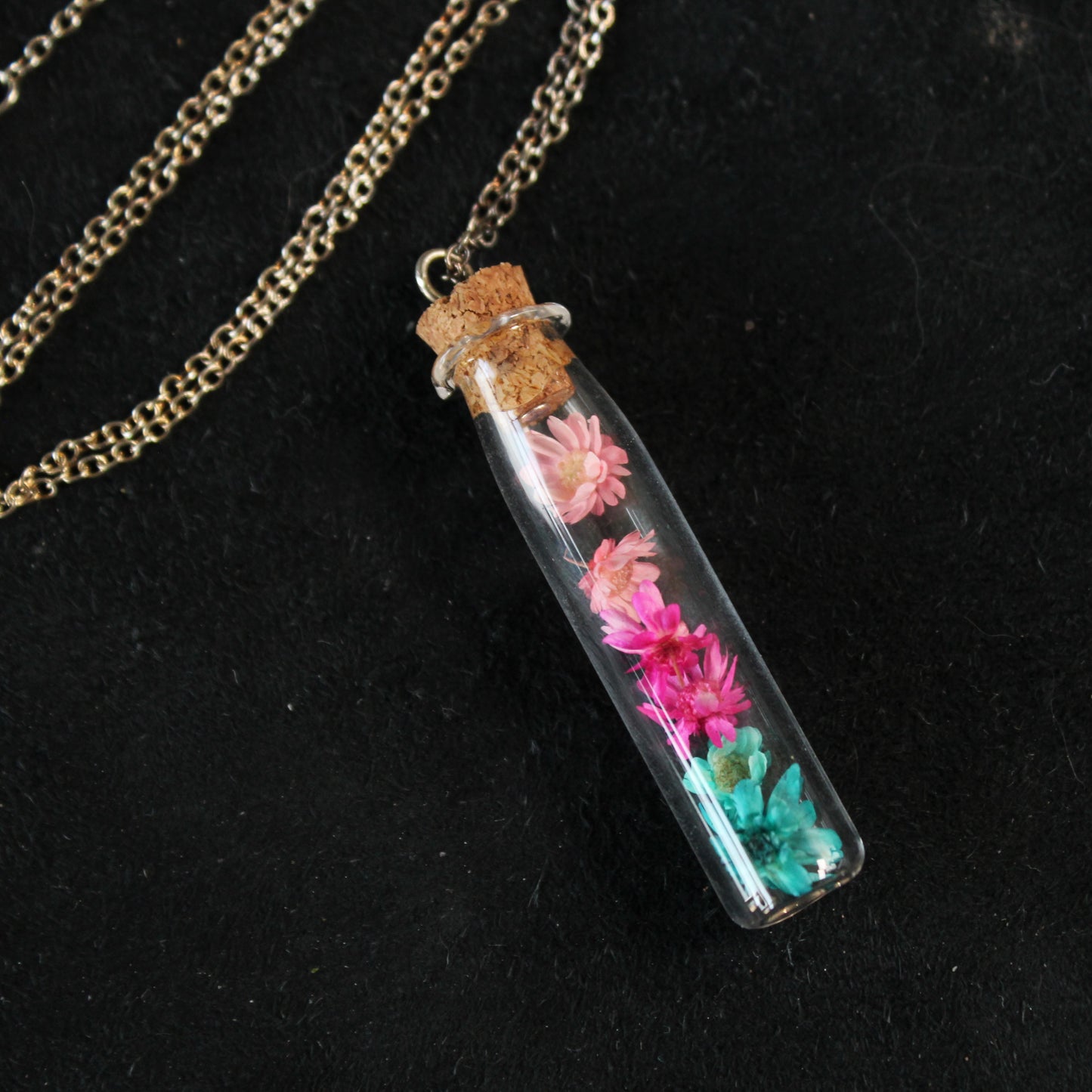 Pink & Blue Flower Necklace