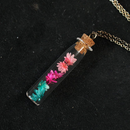 Pink & Blue Flower Necklace