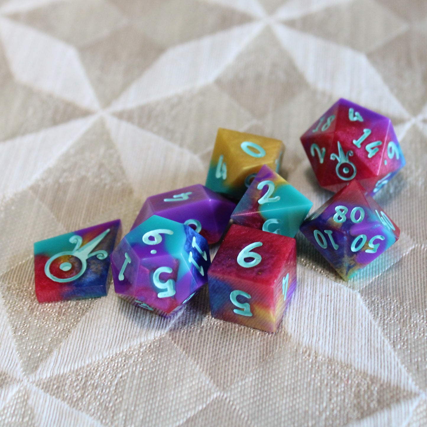 Handmade Technicolor Dice