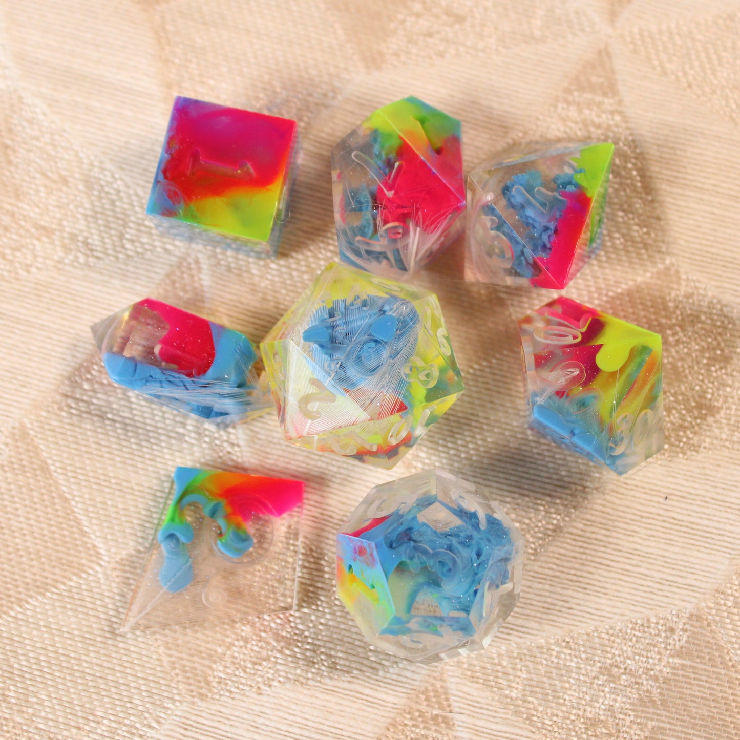 RAW Handmade Rainbow Parakeet Dice
