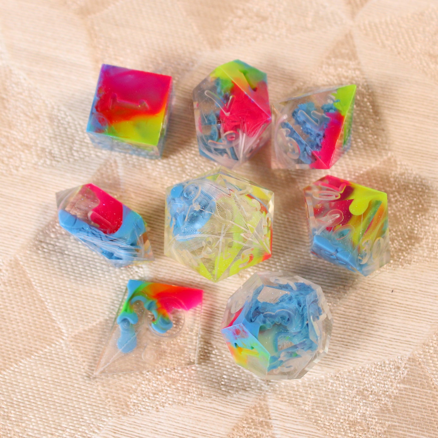 RAW Handmade Rainbow Parakeet Dice