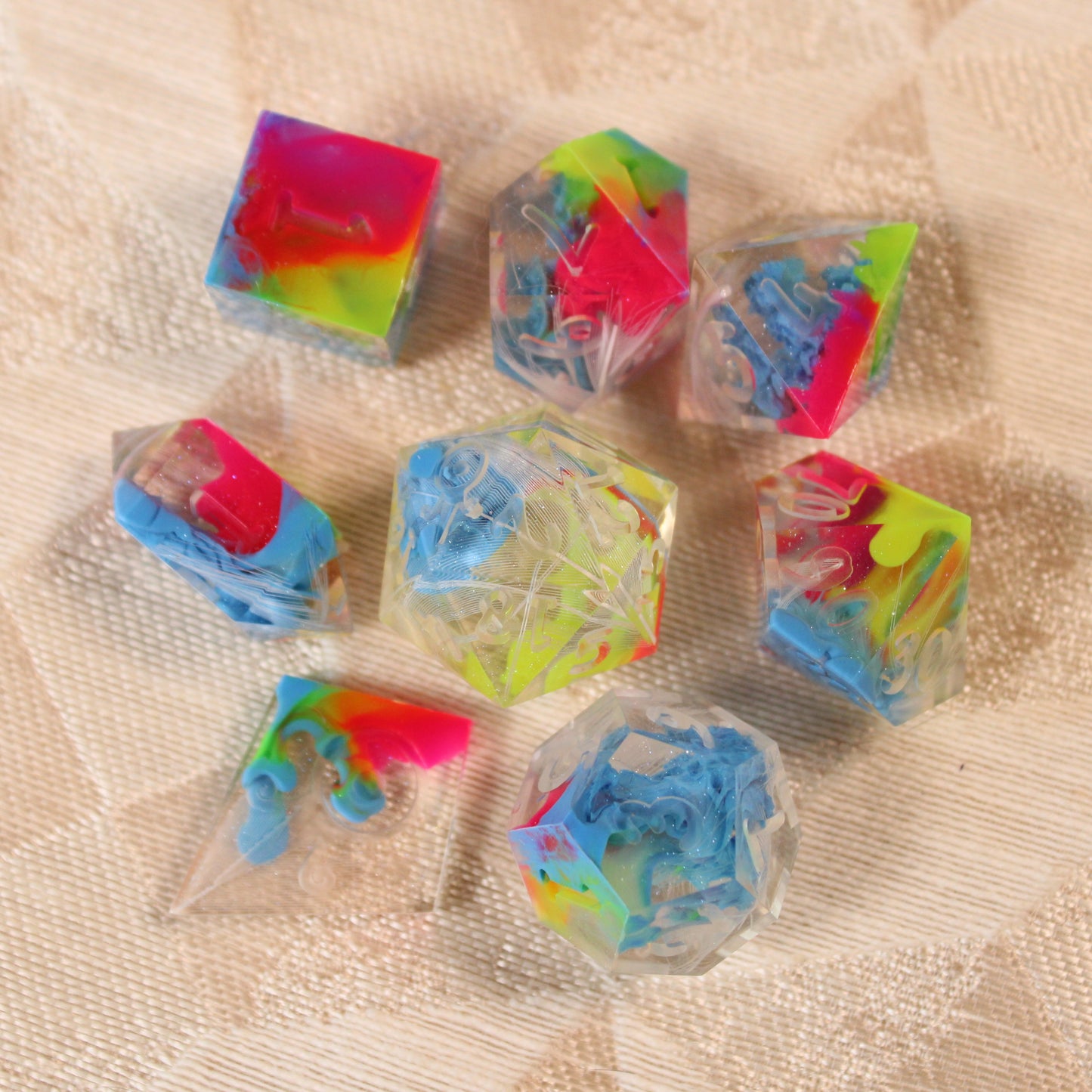 RAW Handmade Rainbow Parakeet Dice