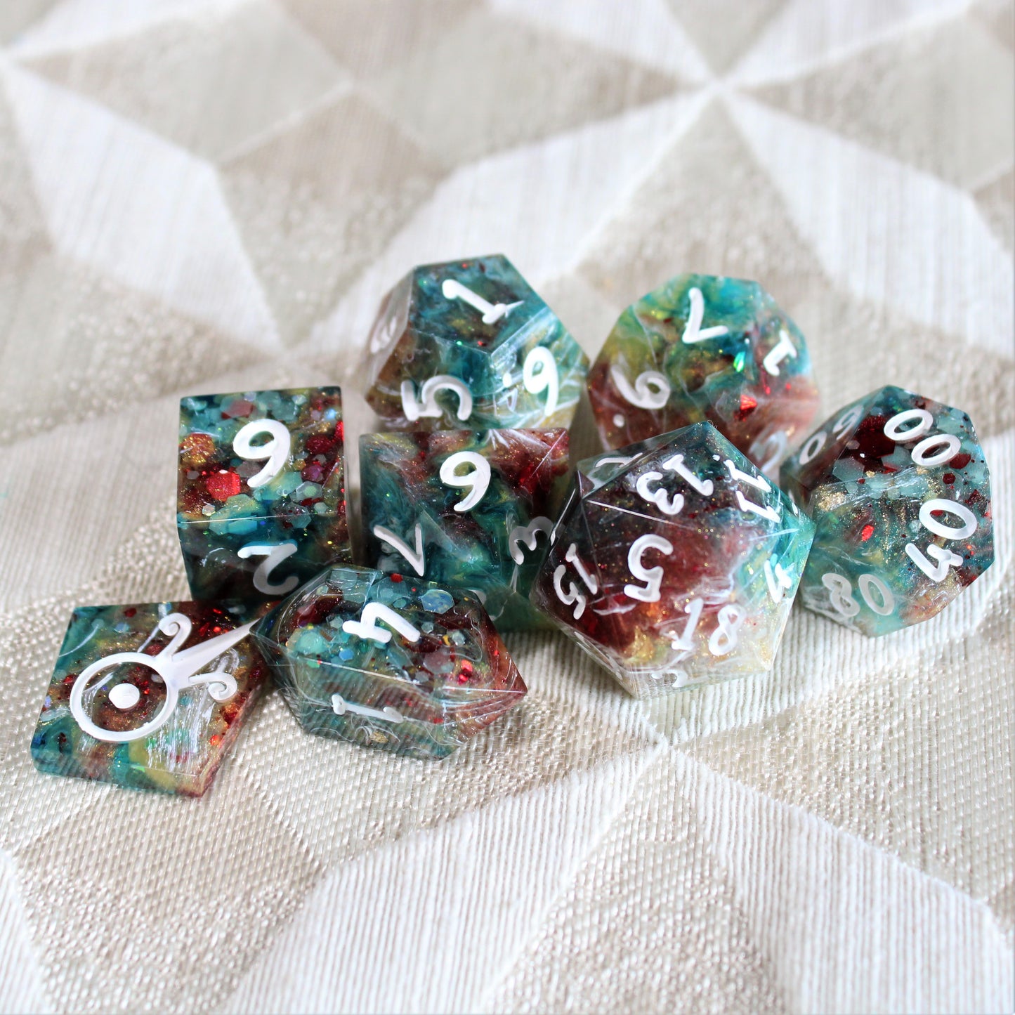 Handmade Showman Dice (Glow-in-the-dark Glitter!)