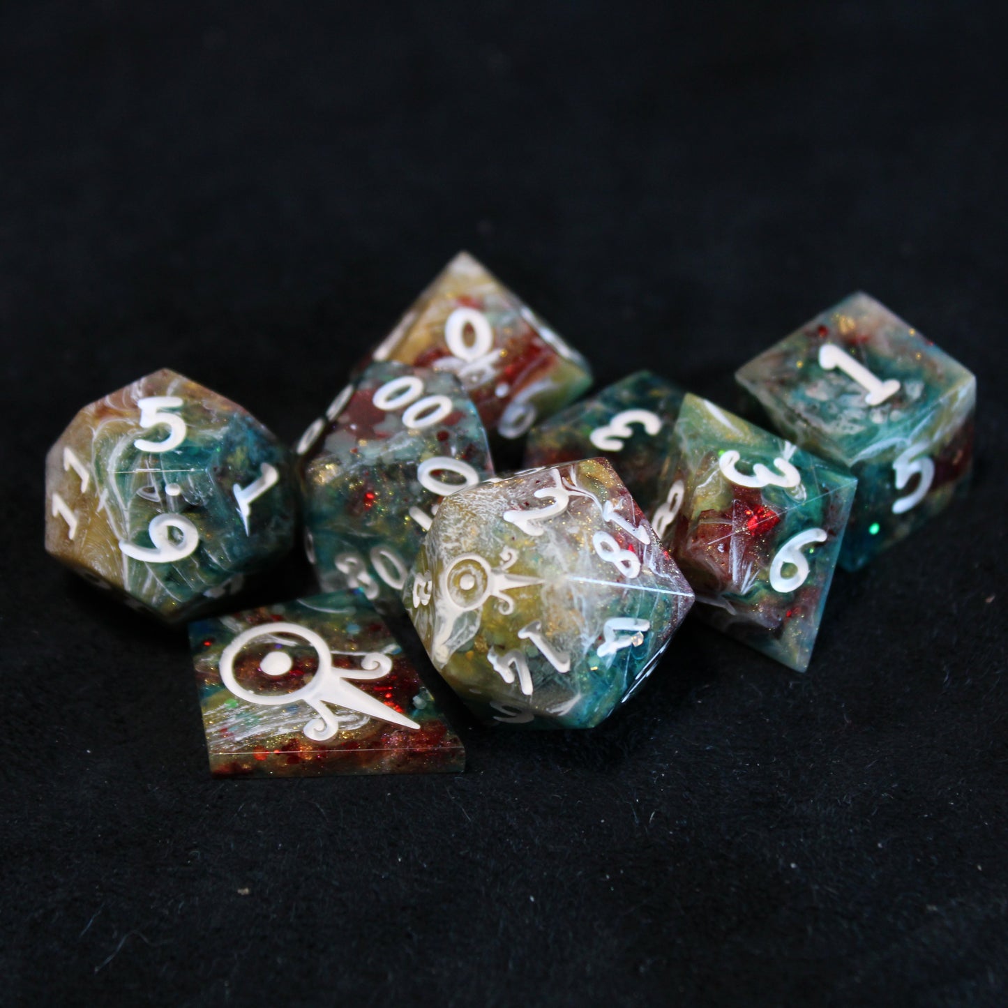 Handmade Showman Dice (Glow-in-the-dark Glitter!)