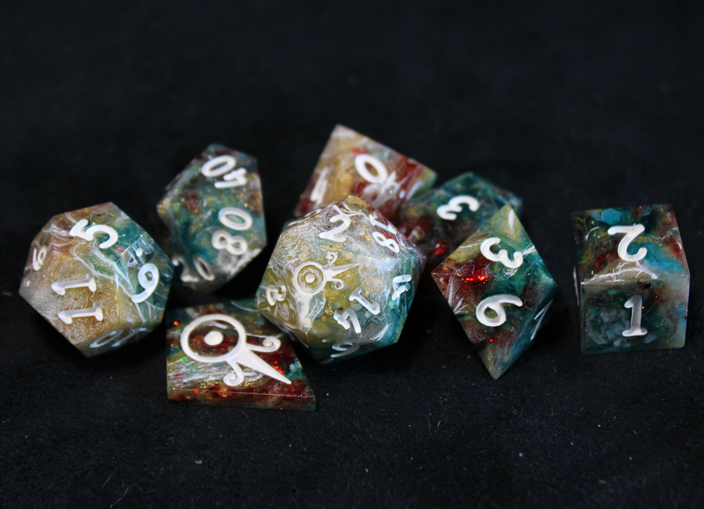 Handmade Showman Dice (Glow-in-the-dark Glitter!)