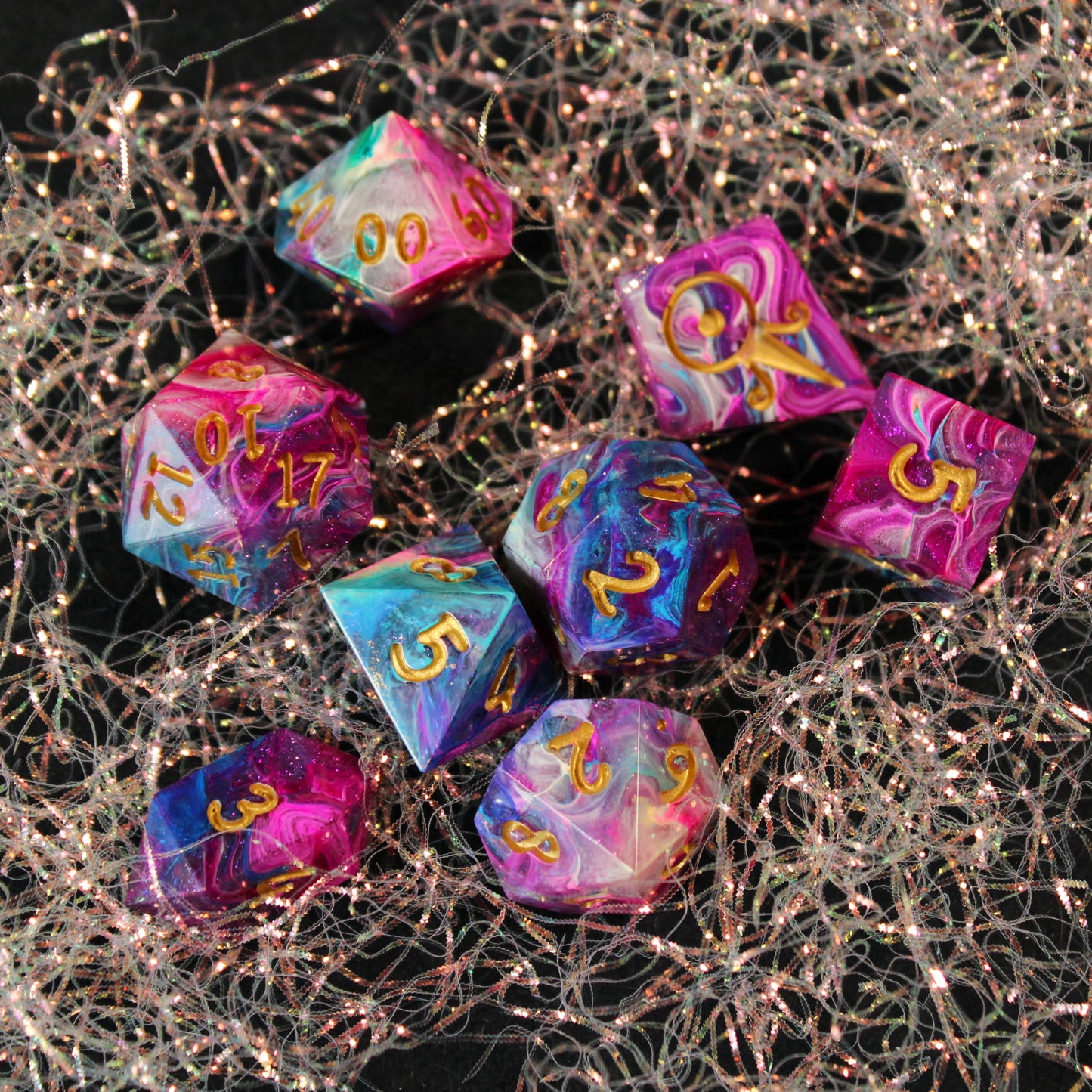 Handmade Carnival Swirl Dice