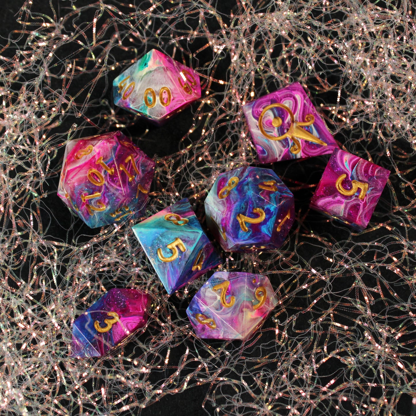 Handmade Carnival Swirl Dice