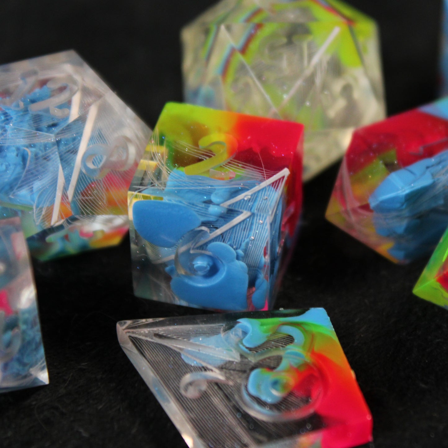 RAW Handmade Rainbow Parakeet Dice
