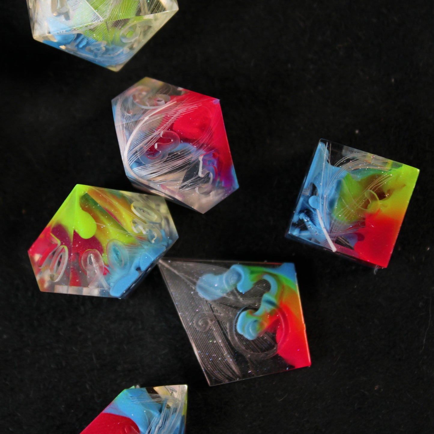 RAW Handmade Rainbow Parakeet Dice