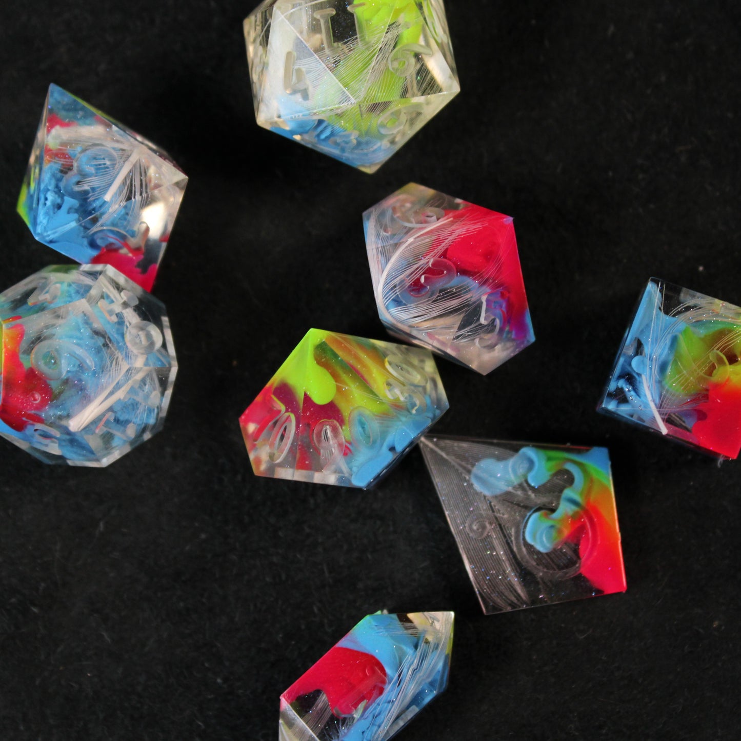 RAW Handmade Rainbow Parakeet Dice