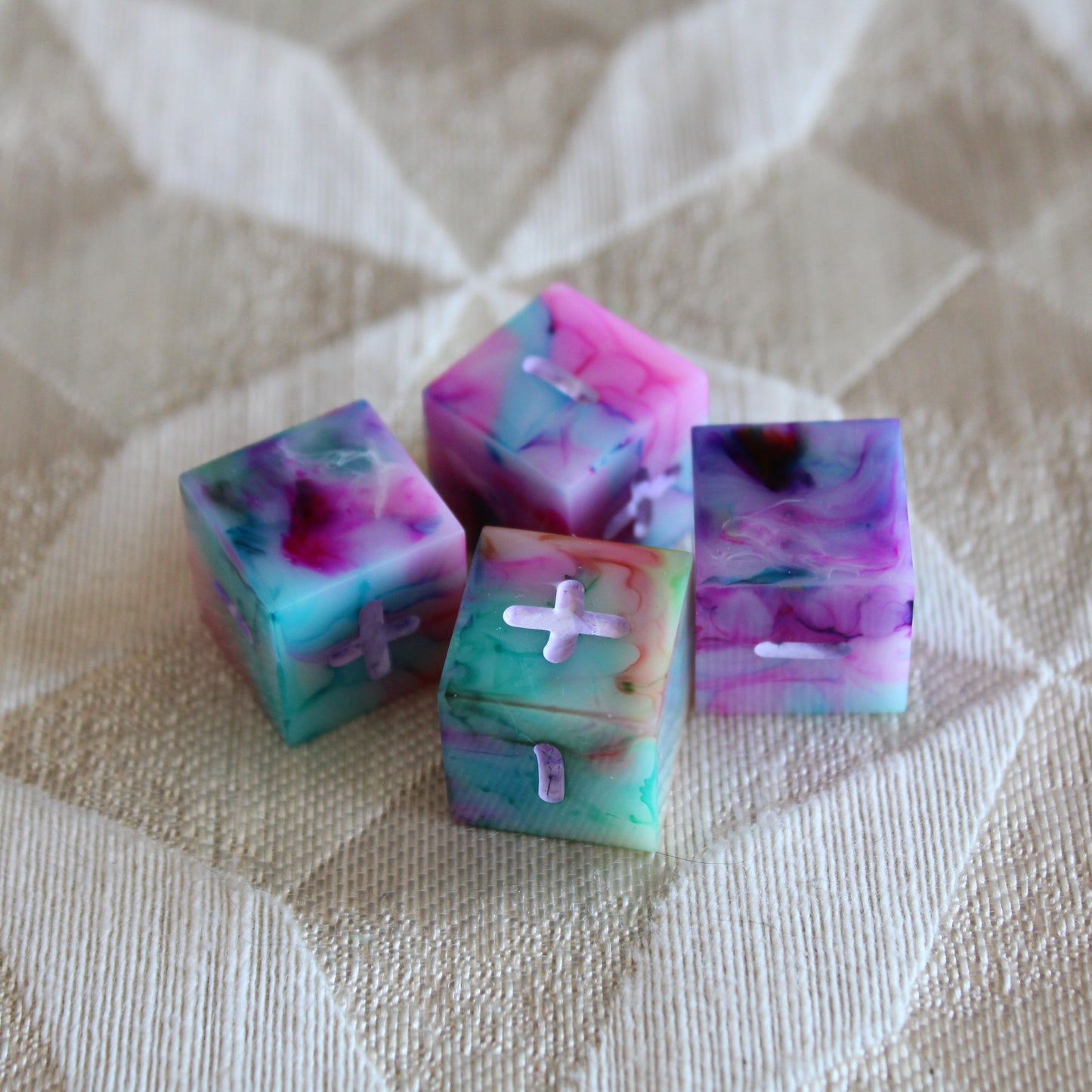 Handmade Watercolor Fate Dice