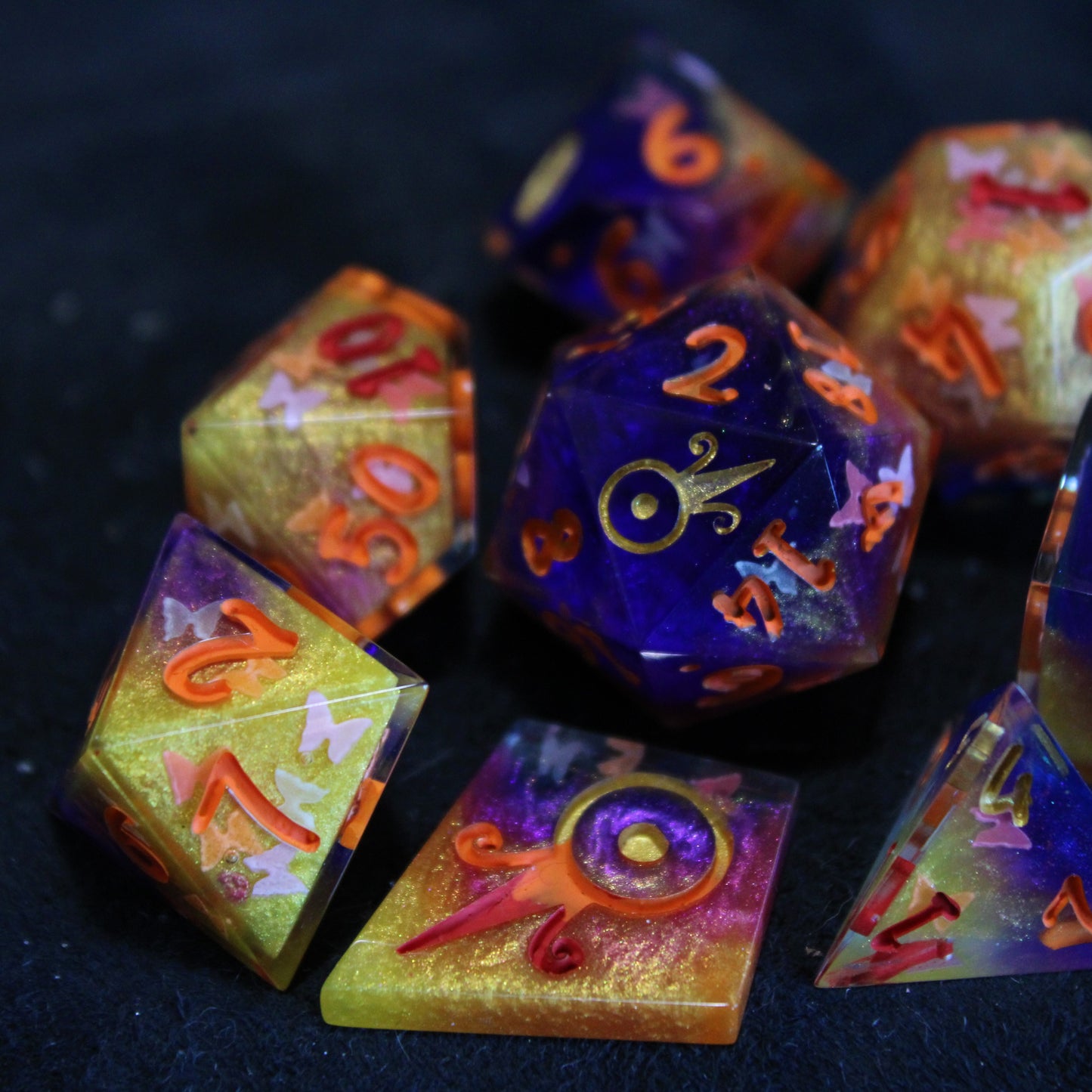 Handmade Butterfly Swarm Dice (Glow-in-the-dark Butterflies!)