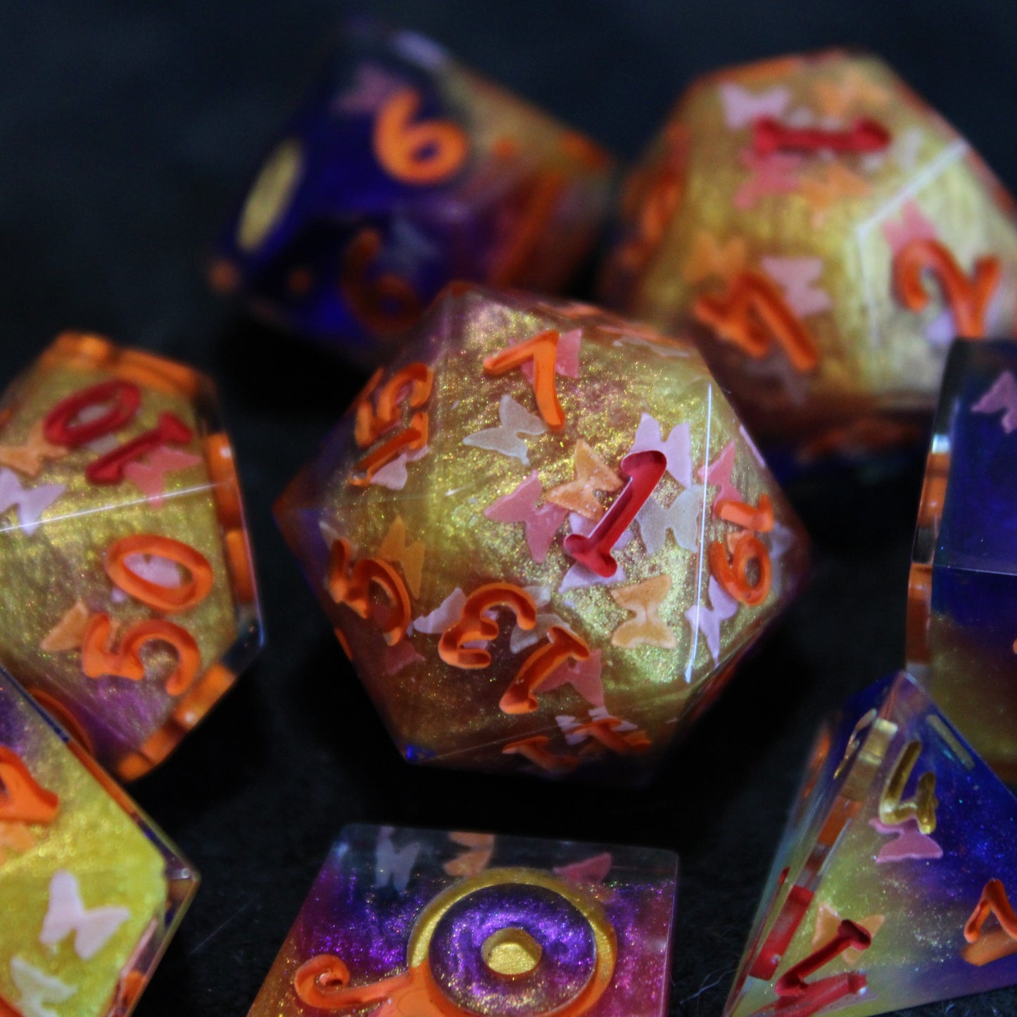 Handmade Butterfly Swarm Dice (Glow-in-the-dark Butterflies!)