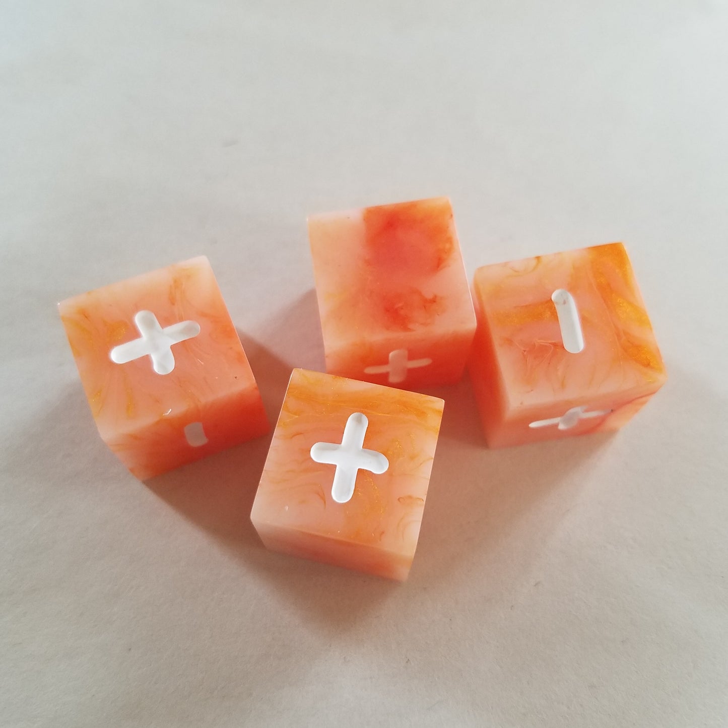 Handmade Orange Jade Fate/Fudge Dice