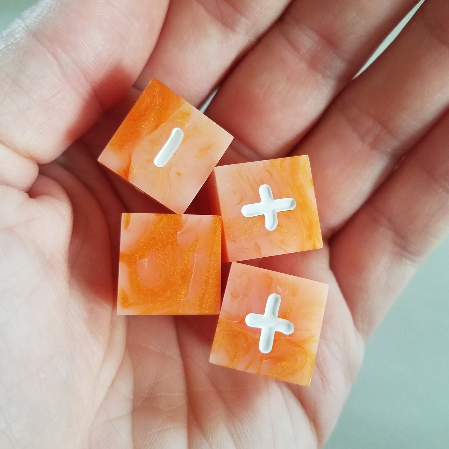 Handmade Orange Jade Fate/Fudge Dice