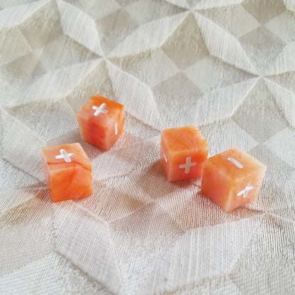 Handmade Orange Jade Fate/Fudge Dice