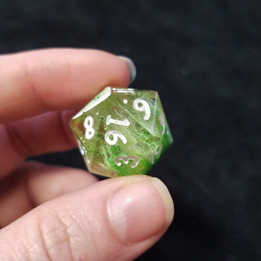 Handmade Green Glitter Trails d20