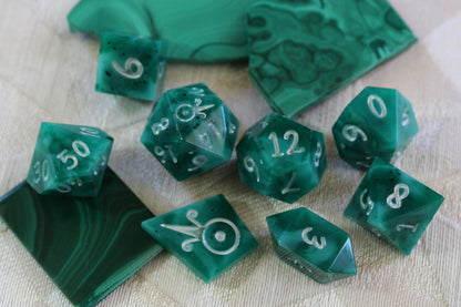 Handmade Faux Malachite Dice