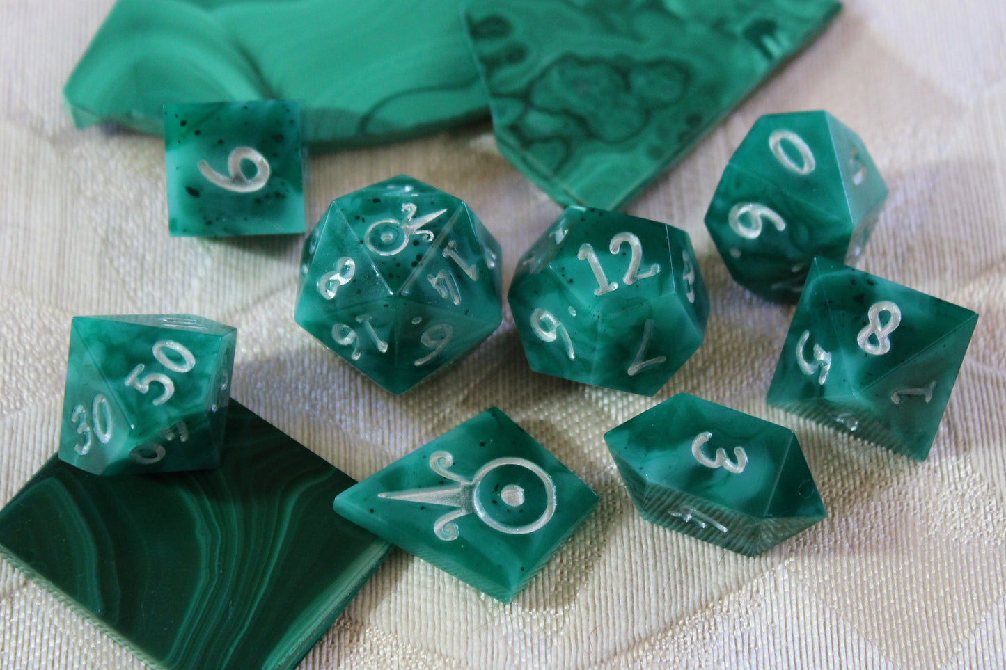 Handmade Faux Malachite Dice