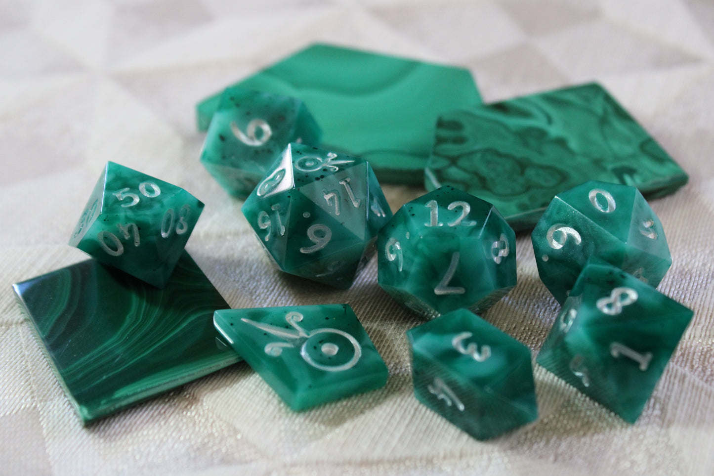 Handmade Faux Malachite Dice