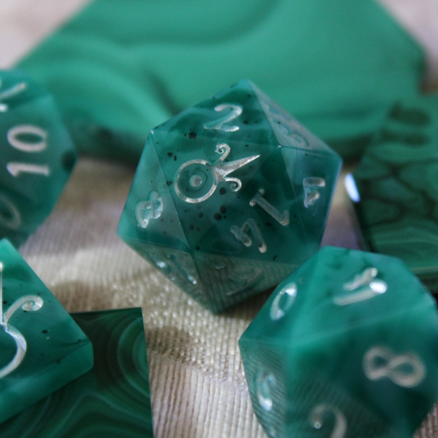 Handmade Faux Malachite Dice