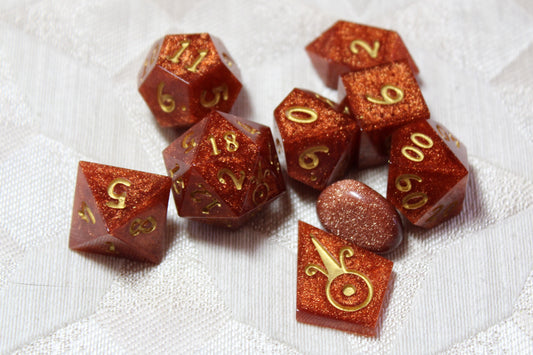 Handmade Faux Goldstone Dice