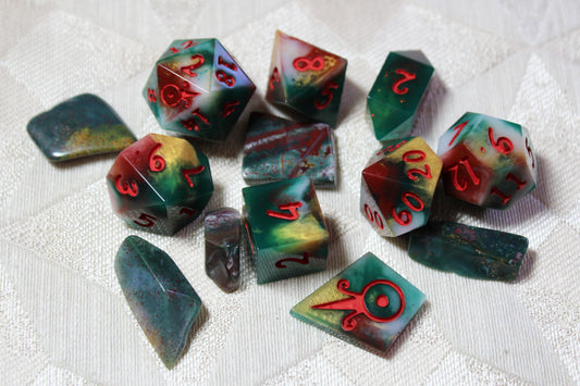 Handmade Faux Bloodstone Dice